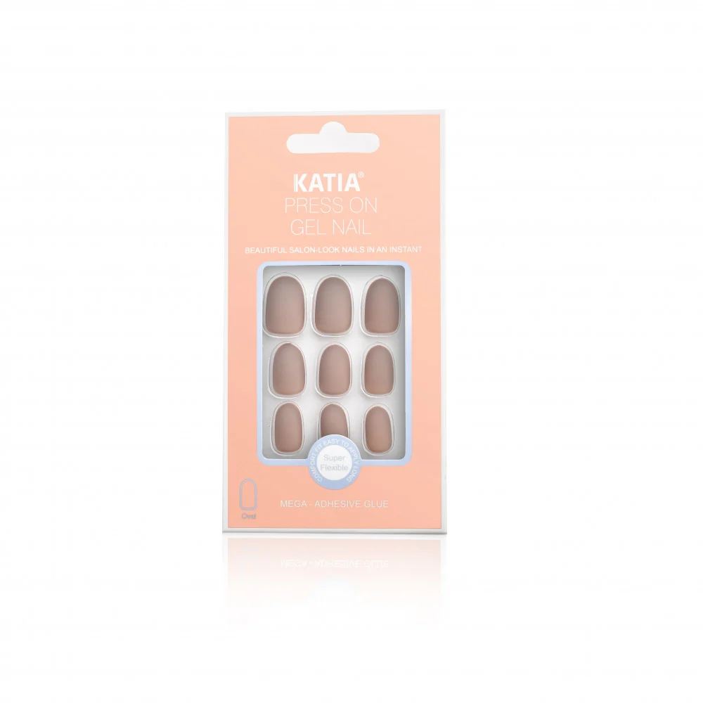 Katia Press On Gel Nail Oval - Light Grey 5